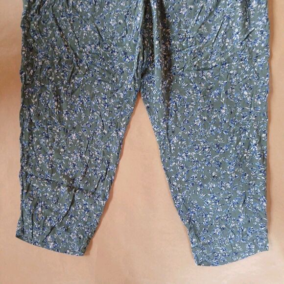 Jessica Simpson Pants XXL Green Floral Blue Pull On Light Womens Cottagecore - Picture 6 of 12